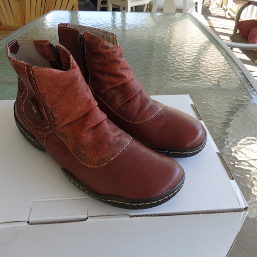 J.gean Brazian leather women's ankle boots side zip padded insole size 7-71/2 US - Picture 14 of 16
